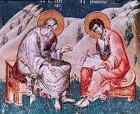 John and Prochorus, fresco - Mount Athos