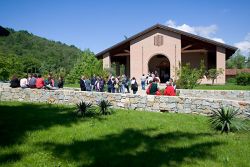 guests outside the monastic church