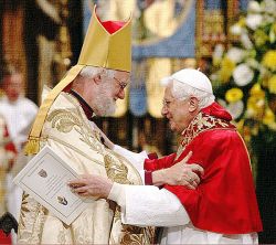 The archbishop of Canterbury, Rowan Williams and pope Benedict XVI