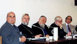 Olivier Clément durante il convegno su Silvano dell'Athos, Bose 1998
