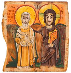 icône de l’"amitié", Christ avec l’abbé Menas - icône en style copte