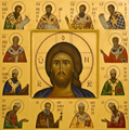 the icons of Bose - the eastern and western Fathers, Byzantine style